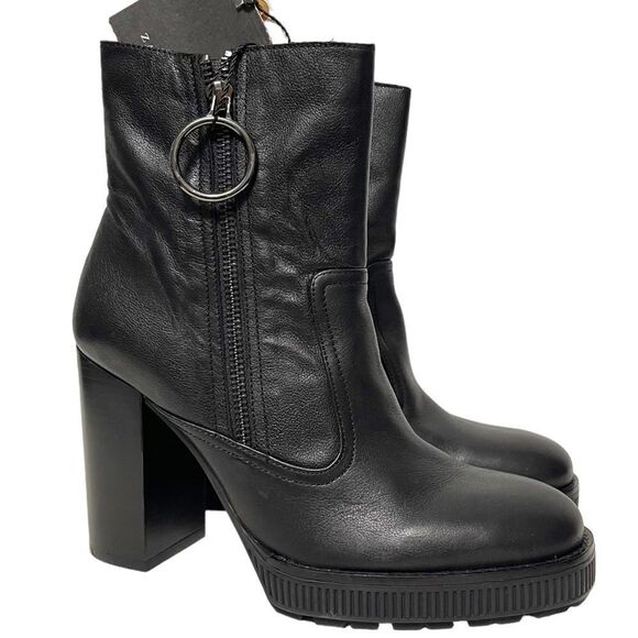 NWT ZARA WOMAN Leather Platform Zip Booties 38 - Picture 13 of 13